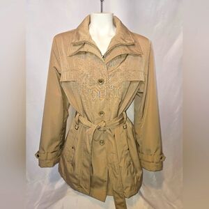 NWOT Dana Buchman Beige Trench Coat